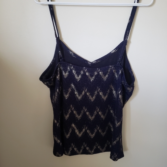 Warehouse One Printed Tank Top Navy - Picture 5 of 8